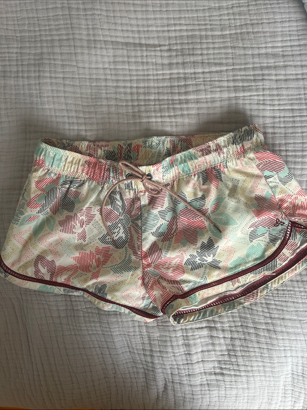 Prana Floral Print Drawstring Shorts in Cream, Mint, Coral, Navy